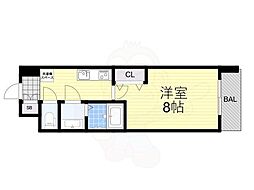 Mv.imp大阪鶴橋（旧BADGE鶴橋） 6階1Kの間取り