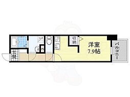 Osaka Metro谷町線 谷町四丁目駅 徒歩3分の賃貸マンション 7階ワンルームの間取り