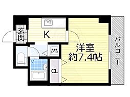 Osaka Metro長堀鶴見緑地線 松屋町駅 徒歩2分の賃貸マンション 2階1Kの間取り