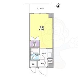 Osaka Metro谷町線 谷町四丁目駅 徒歩5分の賃貸マンション 6階ワンルームの間取り