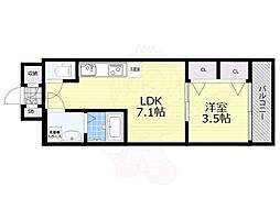 LEONCOMFORT天王寺東 1DKの間取図画像