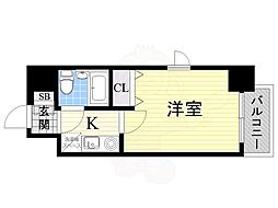 エスリード森ノ宮第2 1Kの間取図画像