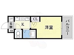 エスリード上本町北 1Kの間取図画像