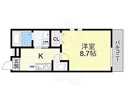 フジパレス東今里1番館 1Kの間取図画像