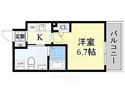 レジディア谷町 1Kの間取図画像