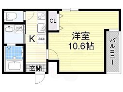 フジパレス城東諏訪ノース1番館 1Kの間取図画像
