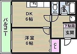 サンシャイン深緑 1DKの間取図画像
