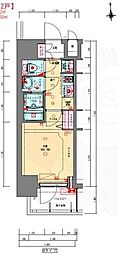 プレサンス松屋町ヴェルデス 1Kの間取図画像