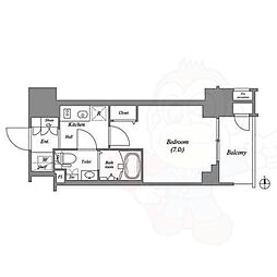 WORLDEYE大阪城EASTADVANCE 1Kの間取図画像