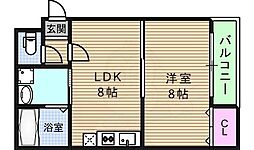 IRIS勝山 1LDKの間取図画像