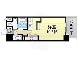 ブランクレール谷町 1Kの間取図画像