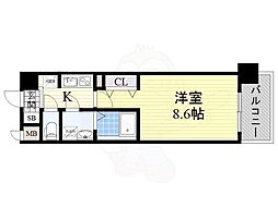 ドゥーエ森ノ宮 1Kの間取図画像
