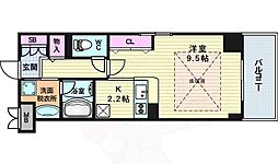 エスリード長堀タワー 1Kの間取図画像