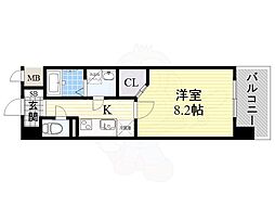 ドゥーエ森ノ宮 1Kの間取図画像
