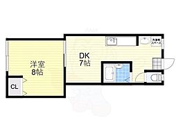 メープルリンク壱番館 1DKの間取図画像