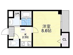 ソリティア桃谷 1Kの間取図画像