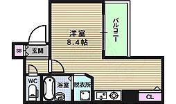 クレール上本町 ワンルームの間取図画像