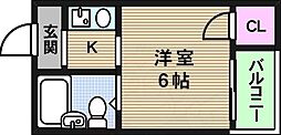 ホワイティ大今里 1Kの間取図画像