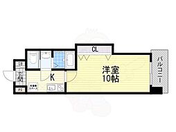 Luxe天王寺 1Kの間取図画像