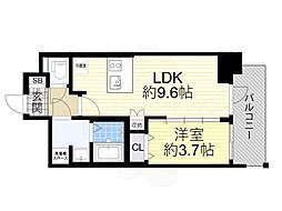 プレサンス天王寺ノースヴィアーレ 1LDKの間取図画像