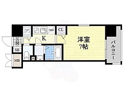 セイワパレス玉造上町台 1Kの間取図画像