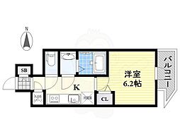 FIRSTFIORE天王寺筆ヶ崎EYE 1Kの間取図画像