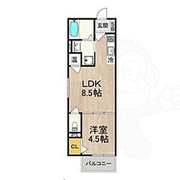 メゾンボヌス 1LDKの間取図画像