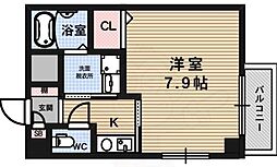 ラシーヌ天王寺 1Kの間取図画像