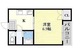 ヴァン・ベール大今里 1Kの間取図画像