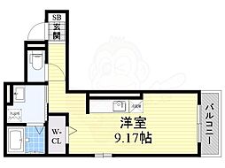 スカイコート鶴橋 ワンルームの間取図画像