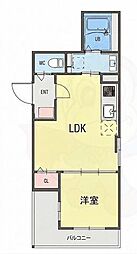 大阪市生野区生野西3丁目アパート 1DKの間取図画像