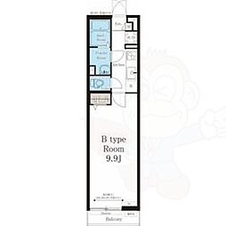 リブリフェリアード 1Kの間取図画像