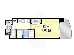 Luxe大阪城南 1Kの間取図画像
