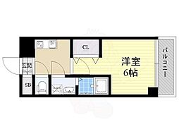 MESSAGE新今里 1Kの間取図画像