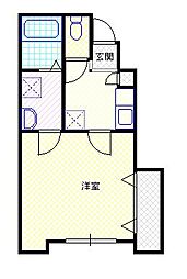 キャッスルパーク2 1Kの間取図画像