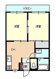 ベル・フィーユ富塚 2DKの間取図画像
