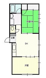 コーポYOU 2DKの間取図画像
