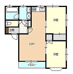 リッチタウン4号棟 2LDKの間取図画像