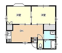 大栄アパート 2DKの間取図画像