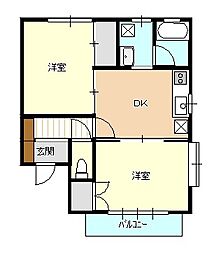 ハイツ・プレスティージ 2DKの間取図画像