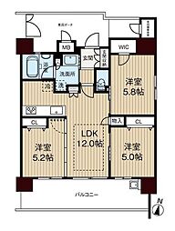 エステムプラザ福島ジェネル 3LDKの間取図画像