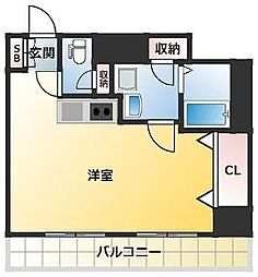 京王線 笹塚駅 徒歩1分の賃貸マンション 8階ワンルームの間取り