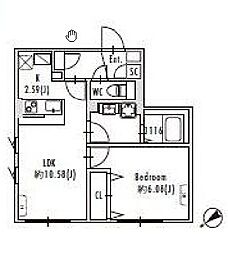 京王井の頭線 池ノ上駅 徒歩2分の賃貸マンション 3階1LDKの間取り