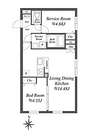 SOLASIA residence世田谷代田 1SLDKの間取図画像