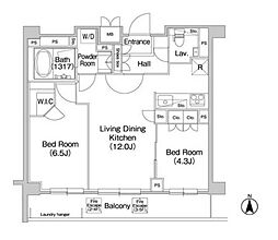 東急田園都市線 池尻大橋駅 徒歩10分の賃貸マンション 5階2LDKの間取り