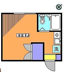 東急田園都市線 三軒茶屋駅 徒歩11分の賃貸アパート 2階ワンルームの間取り