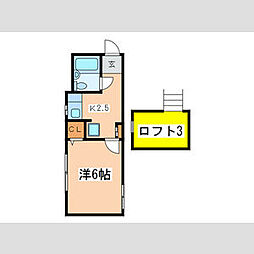 小田急小田原線 経堂駅 徒歩10分の賃貸アパート 2階1Kの間取り