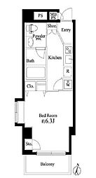 東急世田谷線 西太子堂駅 徒歩9分の賃貸マンション 3階1Kの間取り