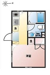 東急目黒線 新丸子駅 徒歩6分の賃貸マンション 2階ワンルームの間取り