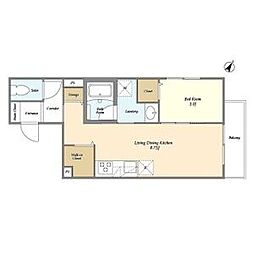 東急池上線 池上駅 徒歩15分の賃貸アパート 1階1LDKの間取り